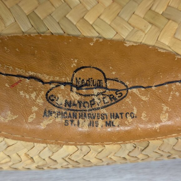 Vintage American Harvest Hat Co Sun Toppers Red Woven Straw Hat Size Medium - Picture 9 of 14